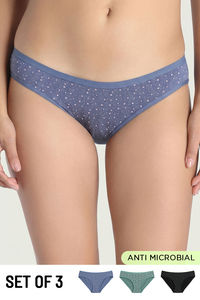 Zivame Low Rise Full Coverage Bikini Panty (Pack of 3) - Multicolor — thumbnail 1